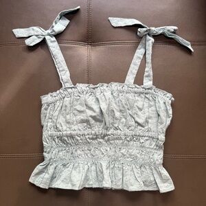 Forever 21 Light Gray Eyelet Crop Top